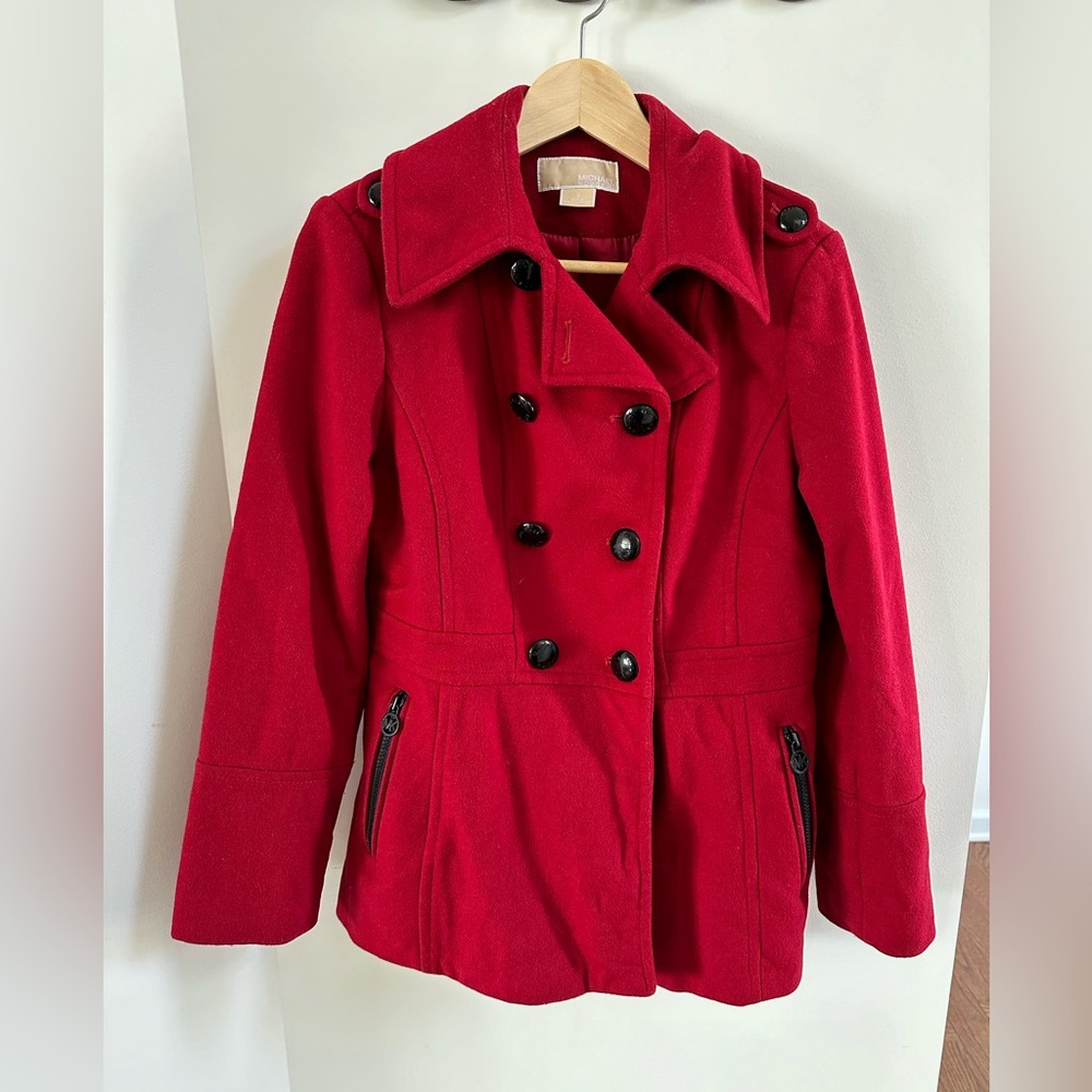 Red Michael Kors Pea Coat Size 10